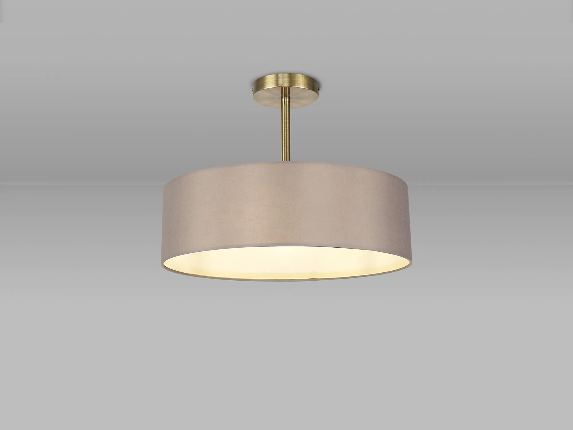 Baymont 45cm Semi Flush 5 Light Antique Brass, Grey/White DK0744  Deco Baymont AB GR